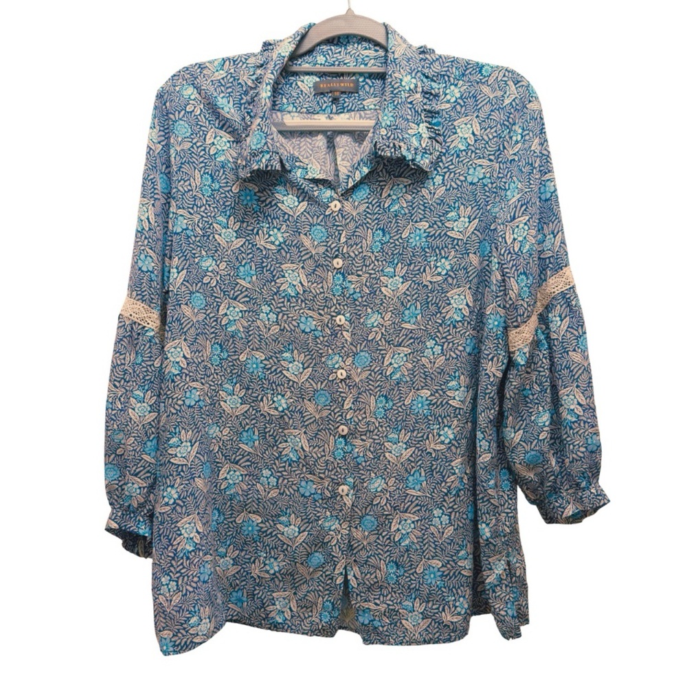 Women Really Wild London silk Buttondown blouse , sz UK 16 , US 12
